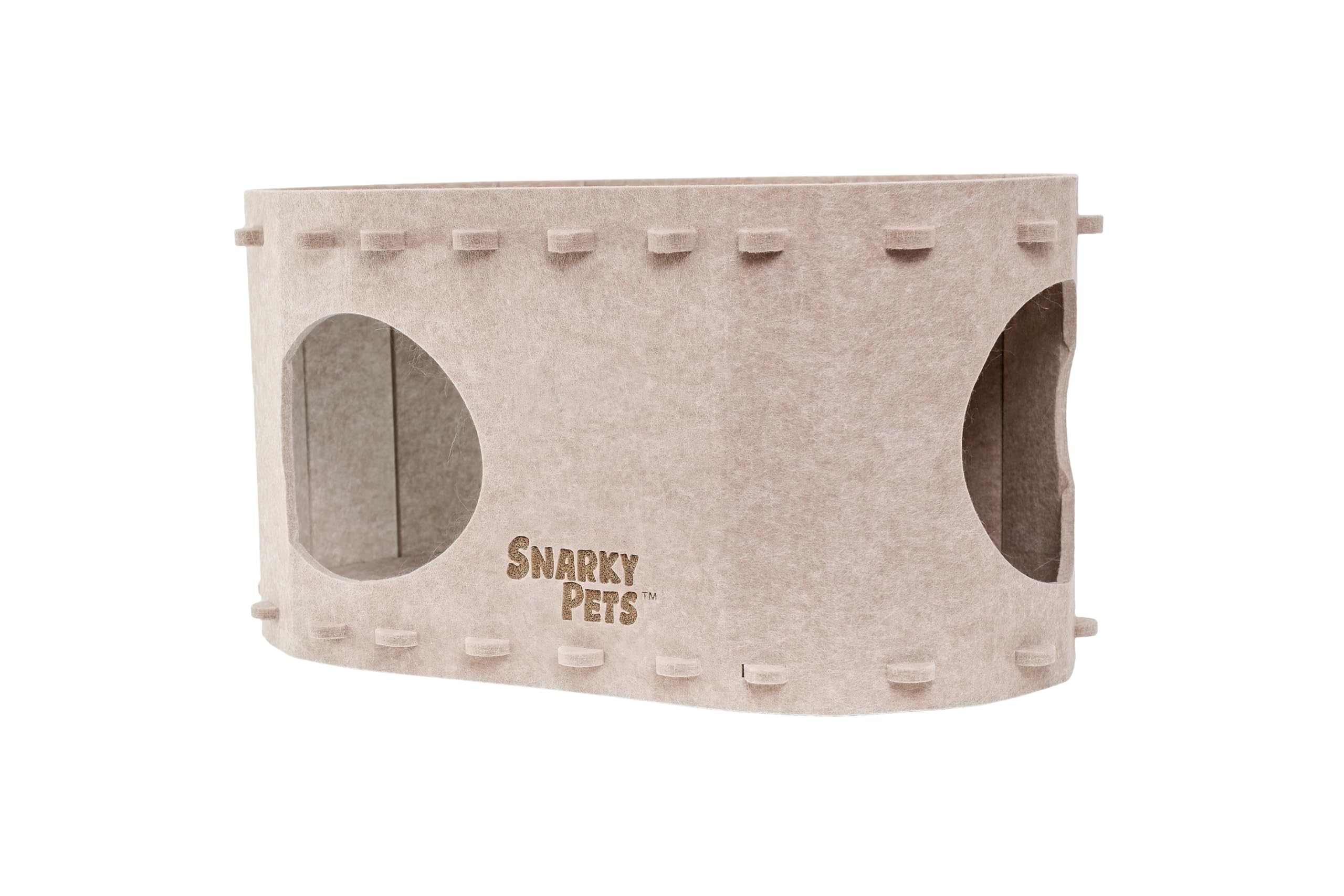 Tess & Liza Felt Cat Cave – Cozy Hideaway for Cats & Kittens | Eco-Friendly Felt Cat House | Durable & Spacious Cat Bed for Large Cats | Stylish Indoor Pet Furniture by Snarky Pets™ Brown