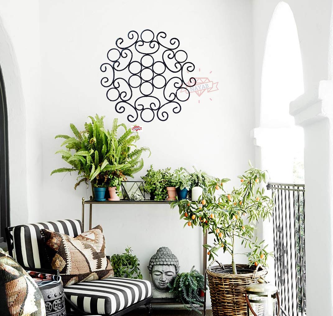 NAYAB Black Iron Scrolled Sculpture 45 cm for Outdoor Decor Home Garden Wall Art Hanging Sculpture