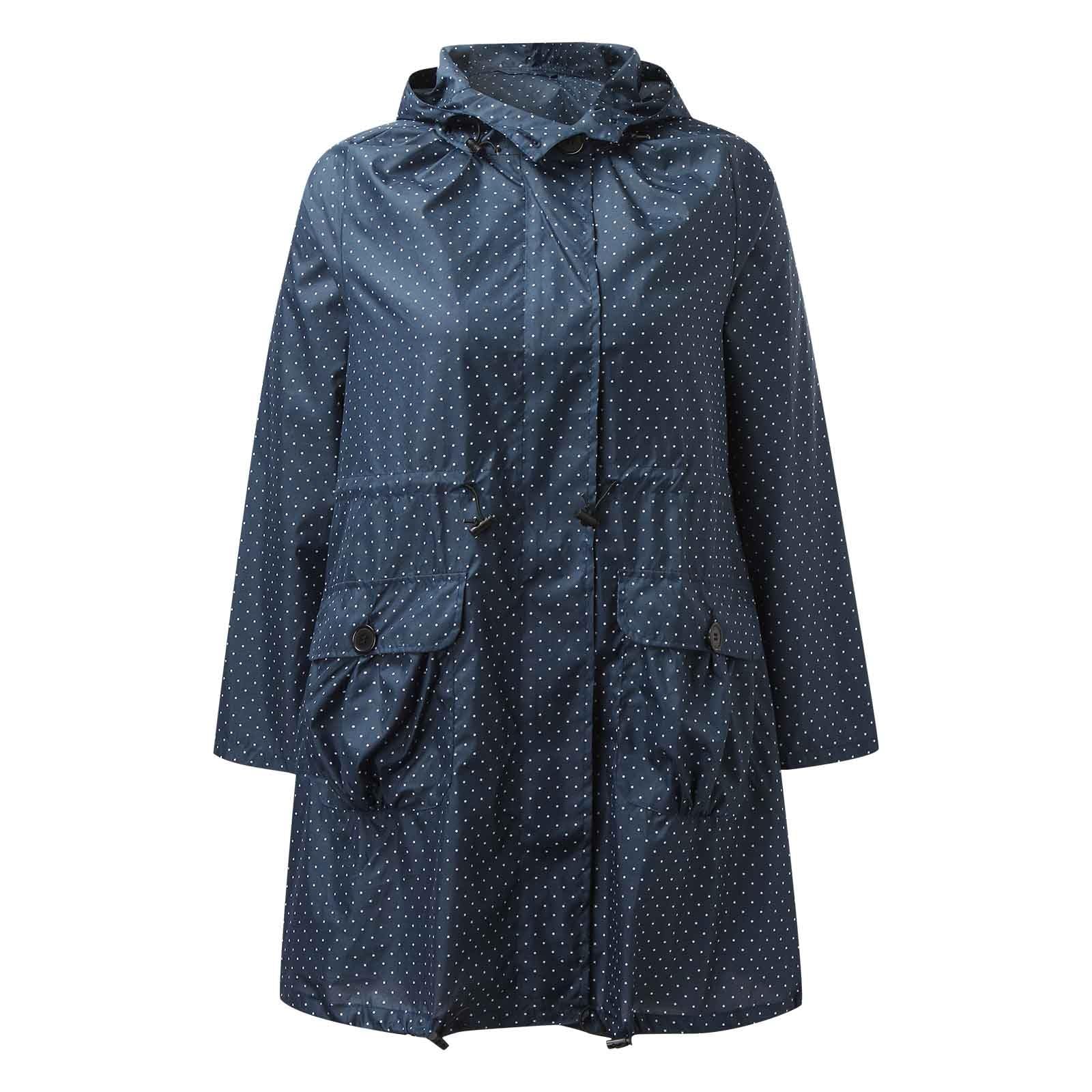 Generisch Kinder Regenjacke Modische Damen Anoraks Regenmantel verstaubare Kapuzenwindjacke für Outdoor verstellbare mit Taschen