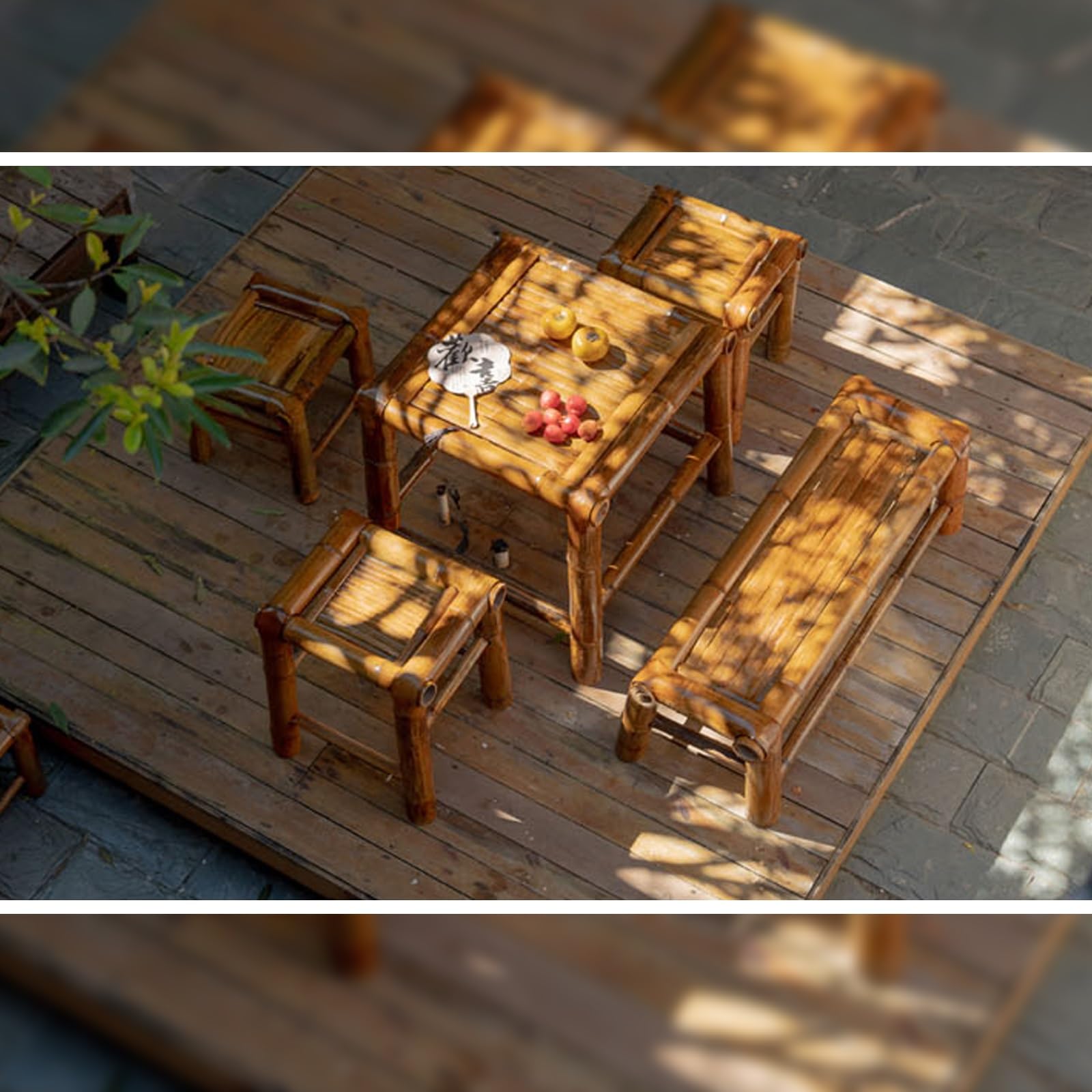 Panchina da Giardino in Bambù per Patio, Divanetto a Due Posti, Panche da Esterno Resistenti Alle Intemperie Panca Esterno per Giardino, Patio, Balcone, Carico Massimo 300 Kg(100x35x40cm/39x14X16in)