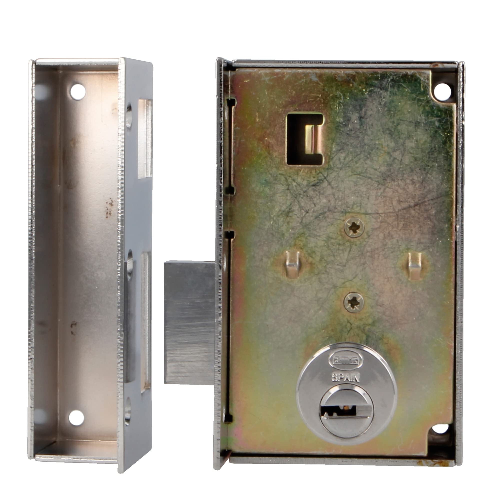 Amig - Verrou de sécurité avec levier de fermeture et languette pour portes en bois Mod. 75P