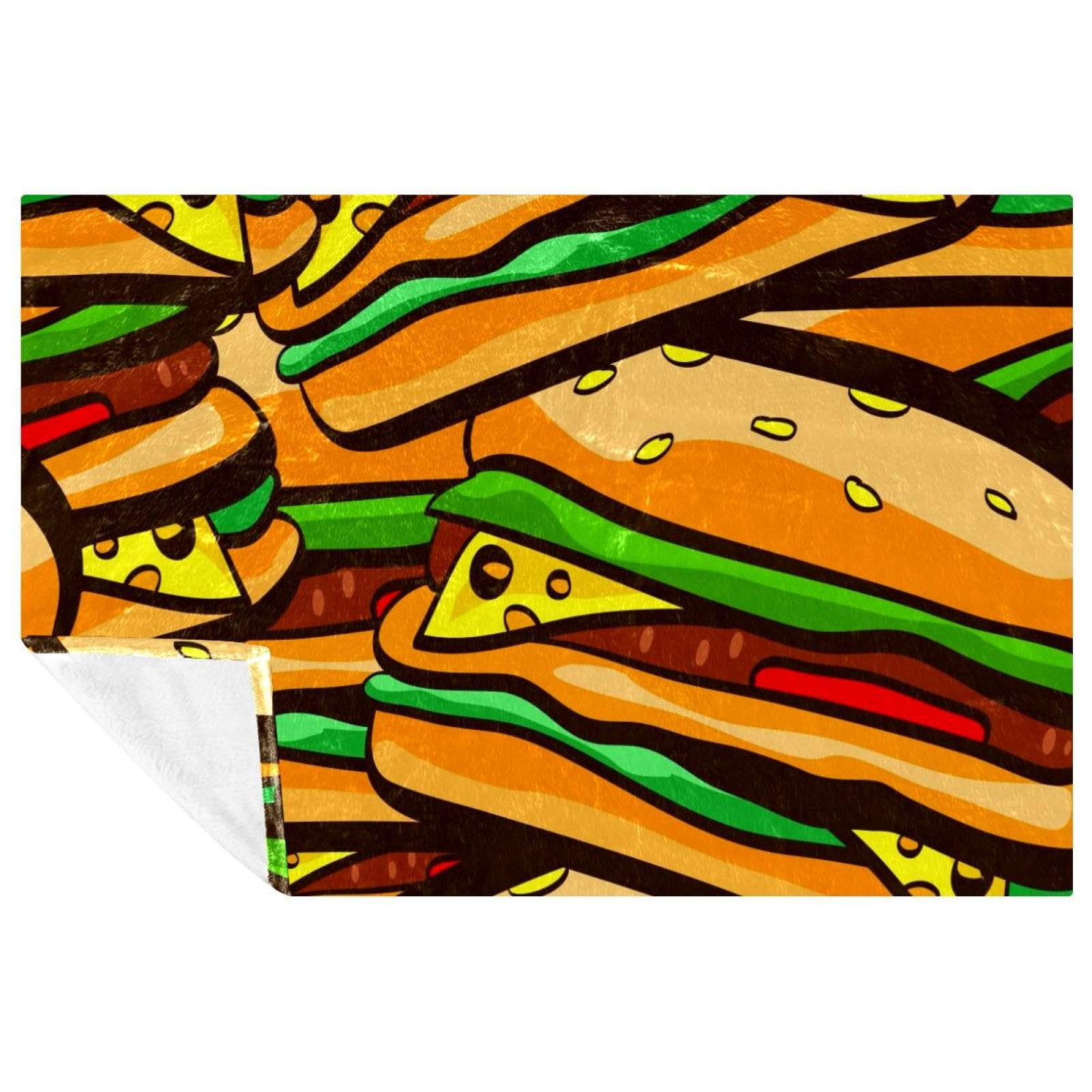 Plaid hamburger 150x100 cm : couverture douce et chaude