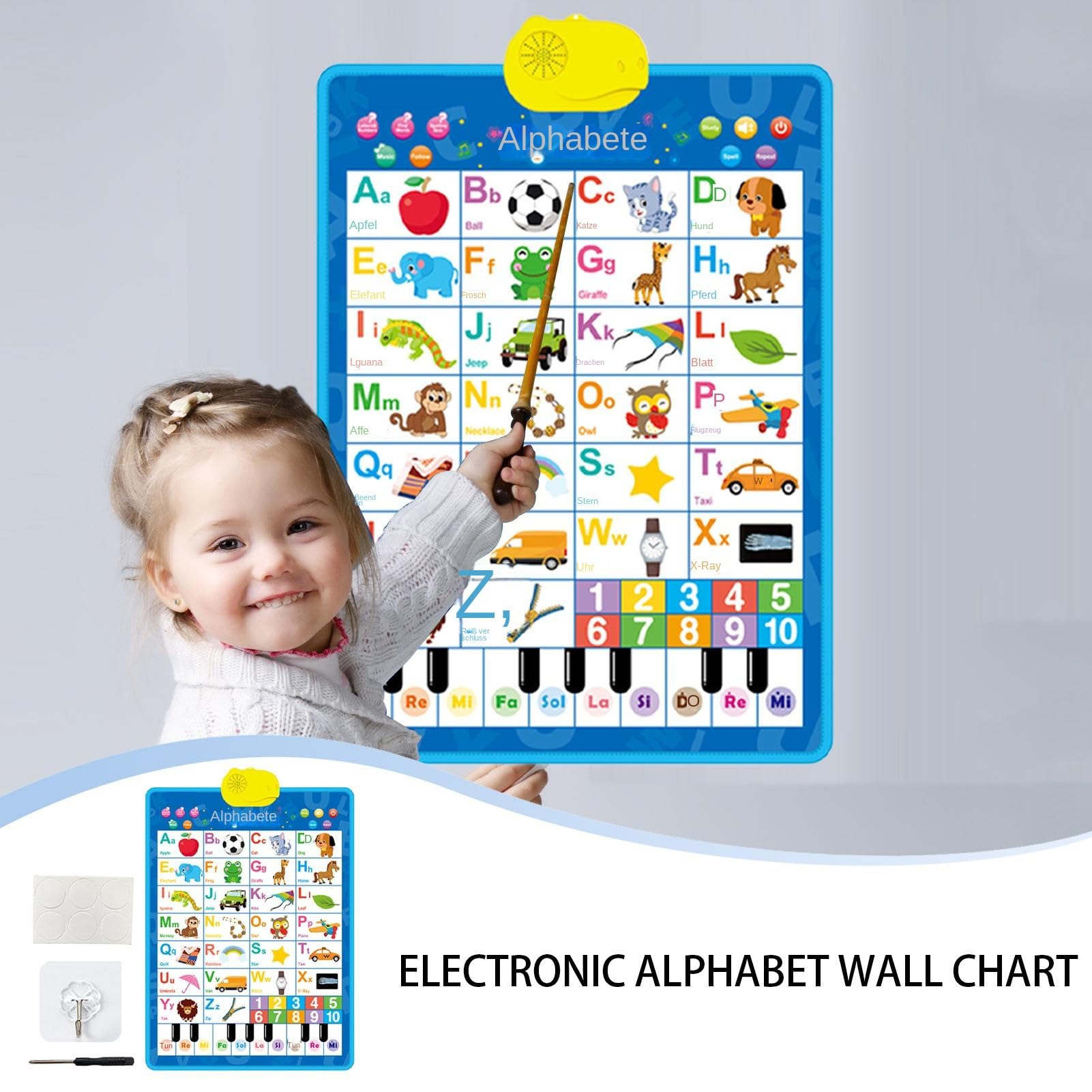Alphabet Poster Für Klassenzimmerwand,Elektronische Musikalphabet-Tafel Mit Zahlen | Interaktive Wandtafel Für Vorschulkinder