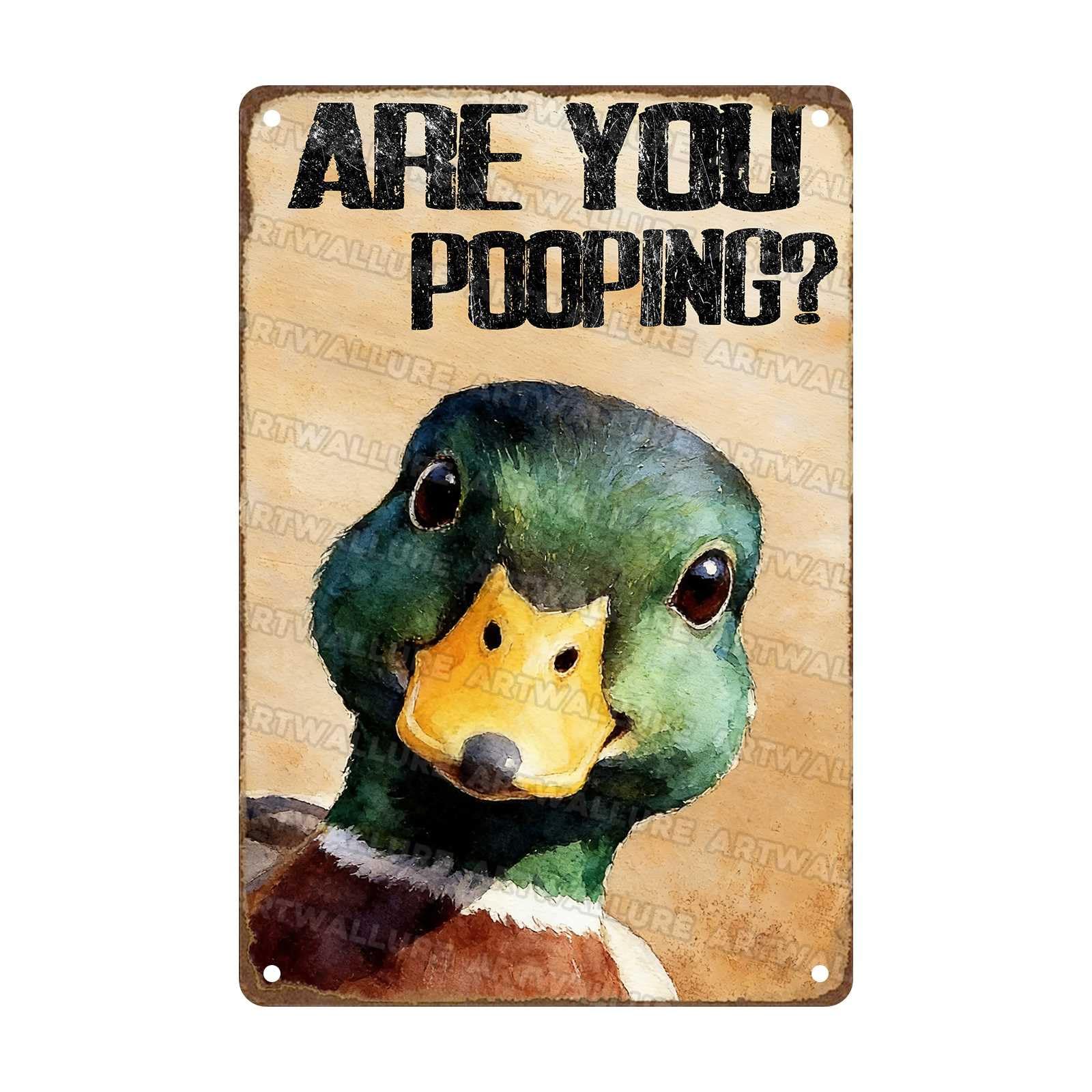 Metal Are You Pooping Sign Funny Duck Wall Decor for Home Bathroom Poster Restroom Toilet Washroom 8x12Inch