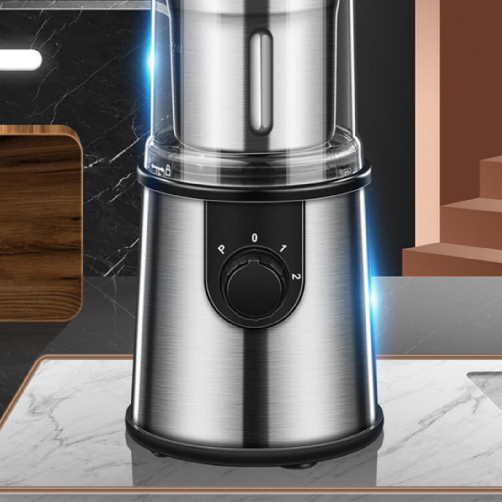 Tapa Transparente Cuchara Medidora Electrodoméstico Molinillo para Café y Especias, Negro, 220V Estándar Europeo