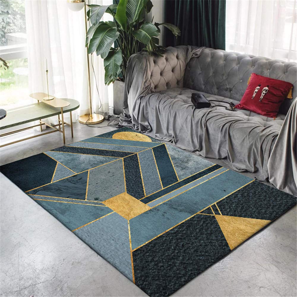 Tapis géométrique facile à nettoyer pour masquer les imperfections du sol