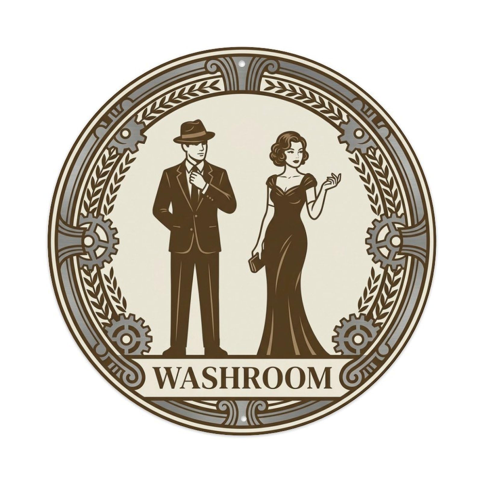 Washroom Restroom Notice Deco Emblem Metal Tin Sign