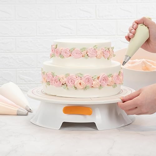 Miniatura 9 de Restaurantware Pastry Tek - Soporte giratorio redondo de plástico blanco para tartas, base antideslizante, 12 pulgadas, caja de 1 unidad