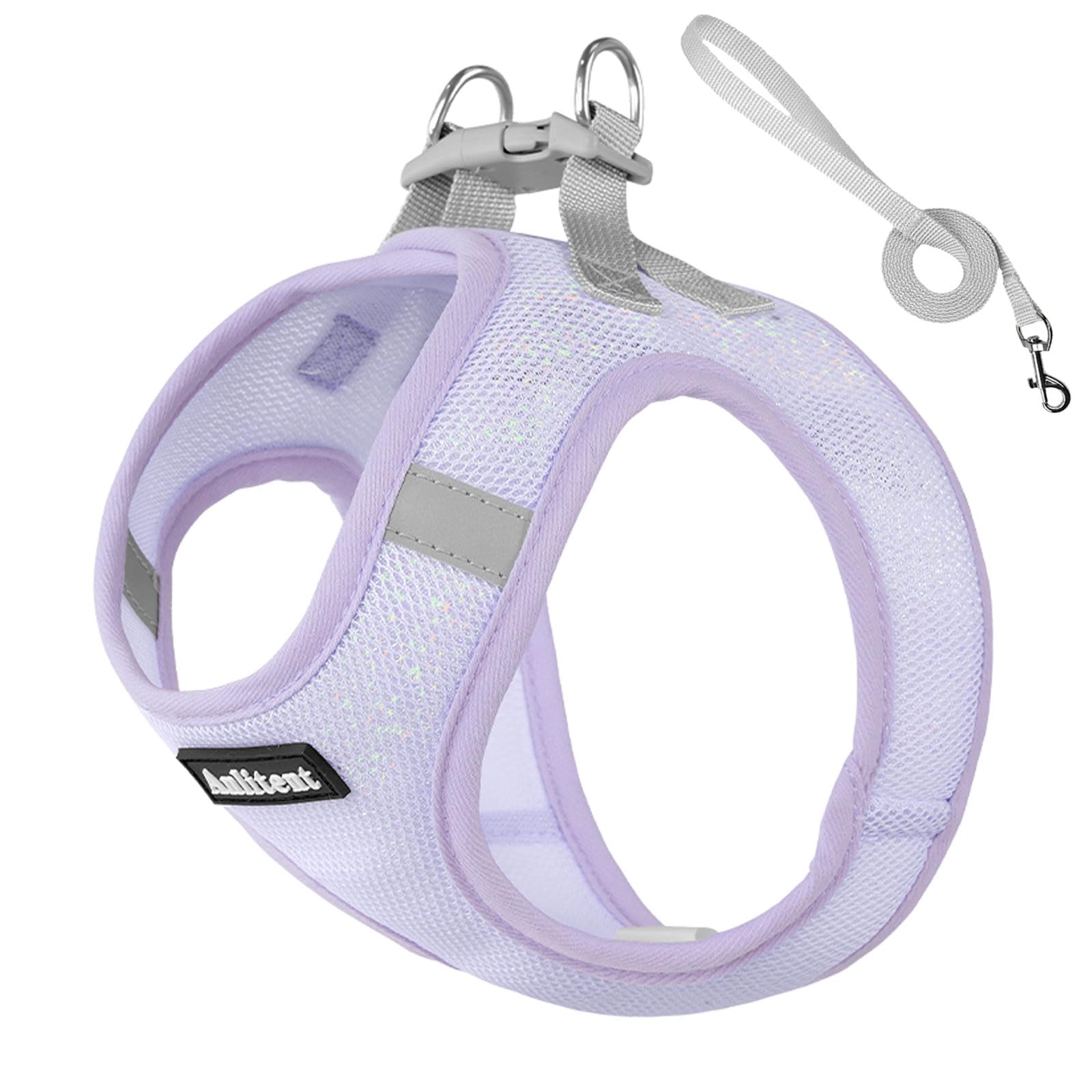 Anlitent Soft Mesh No Pull Cat Harness and Lead Set for Walking, Escape Proof Kitten Vest Harnesses for Small Dogs/Cats/Animals Rabbit, Cool Cat Dog Collar with Leash (Grey, X-Small) — view 10