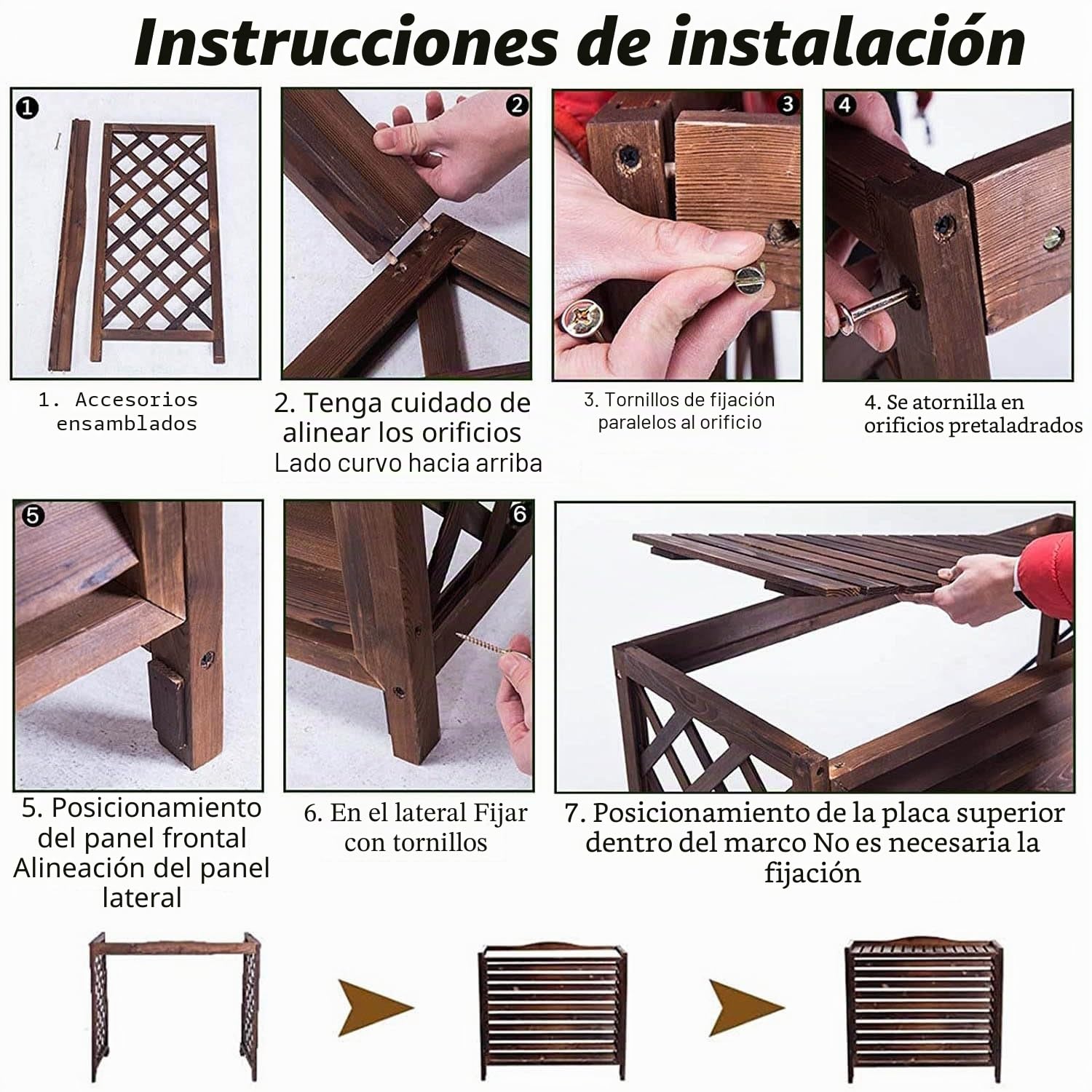 Funda Aire Acondicionado Exterior Madera Cubre Aire Acondicionado Exterio Funda Para Aire Acondicionado Balcon Cubierta Aire Acondicionado Exterior Protege Del Sol La Lluvia Soporte(86x35x80cm)