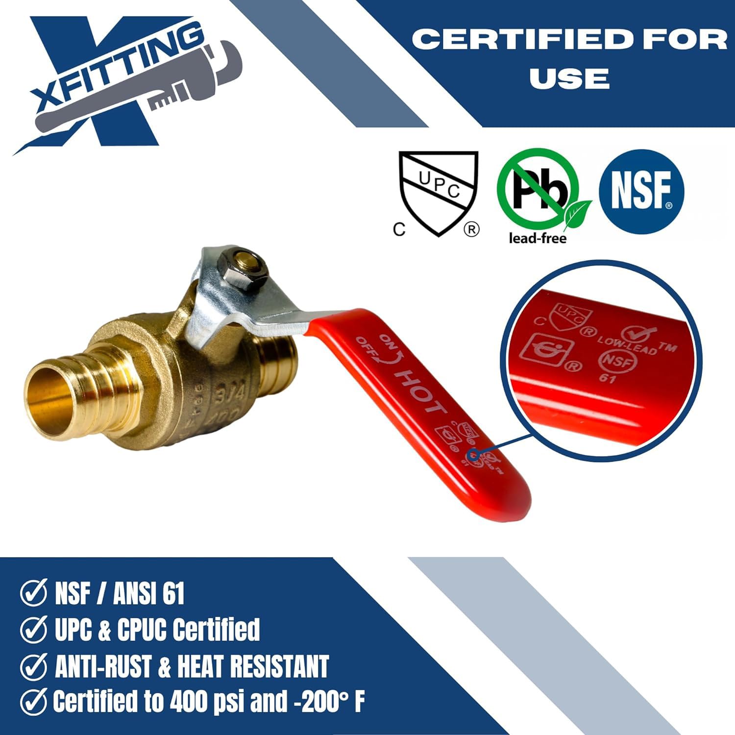 XFITTING 20 pezzi 3/4" valvola a sfera Pex con manico rosso, 24-2-3 = 20X (20 confezioni)