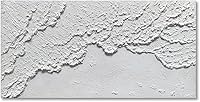 Handmade White Textured Ocean Wave Abstract Oil Painting on Canvas 48x24 - Modern Beach Wall Art for Living Room Bedroom Decor