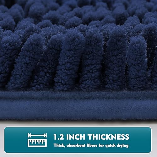 Miniatura 36 de Juego de 3 alfombras de baño extrasuaves y absorbentes, alfombras de baño de felpilla, alfombra de felpa antideslizante, juego de baño con alfombras