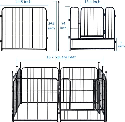 Miniatura 3 de GDKASRNY Corralito portátil para hacer ejercicio, cerca de metal resistente para mascotas en interiores y exteriores, corralito para mascotas