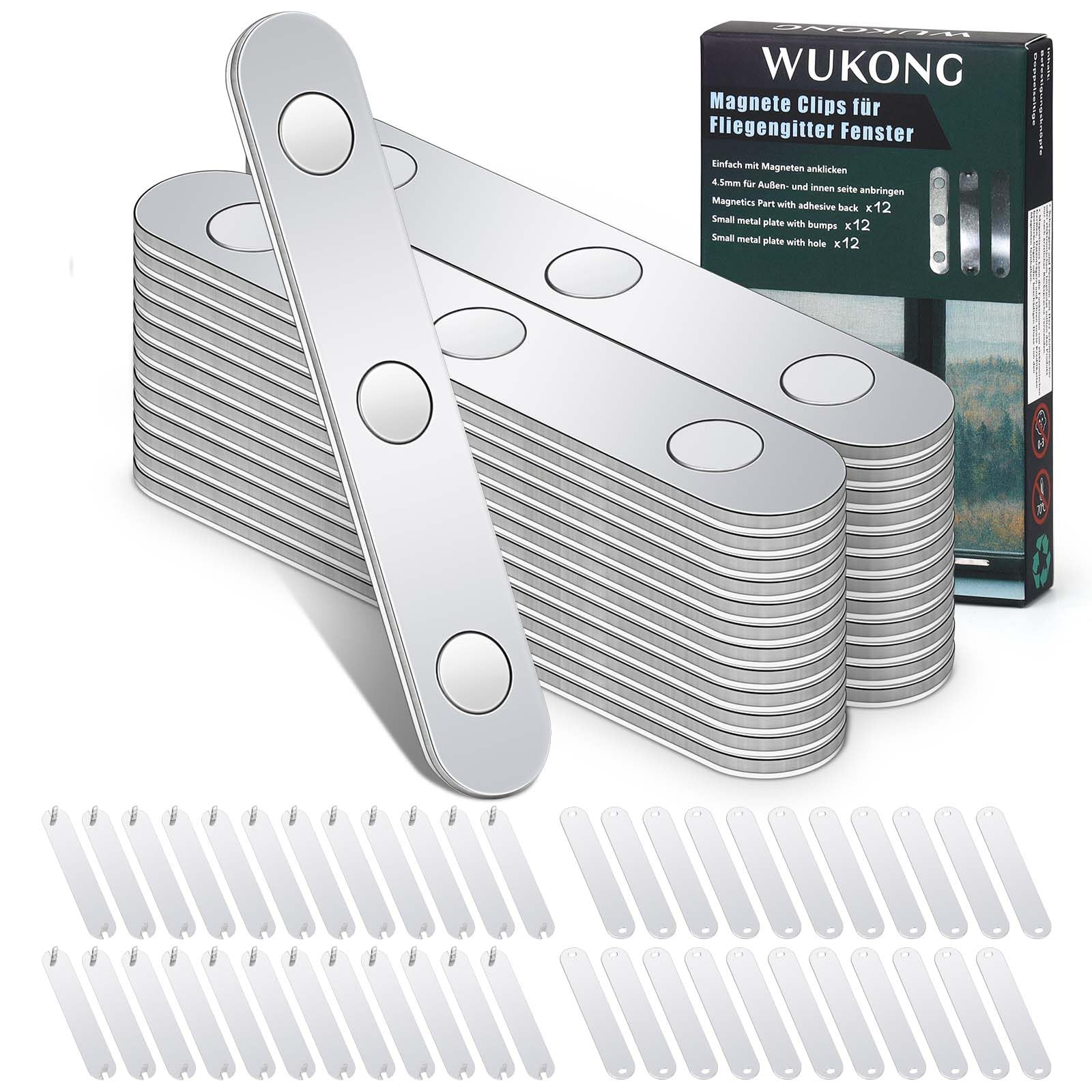 Wukong Aimants pour Moustiquaire – Lot de 24 aimants puissants autocollants et réutilisables pour fixer les moustiquaires aux fenêtres, sans perçage, pour une utilisation intérieure et extérieure