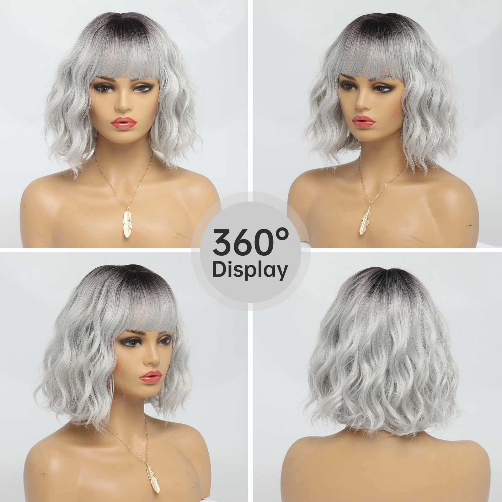 Amazon.com : EssionTech White Silver Wigs for Women Ombre  display picture 2