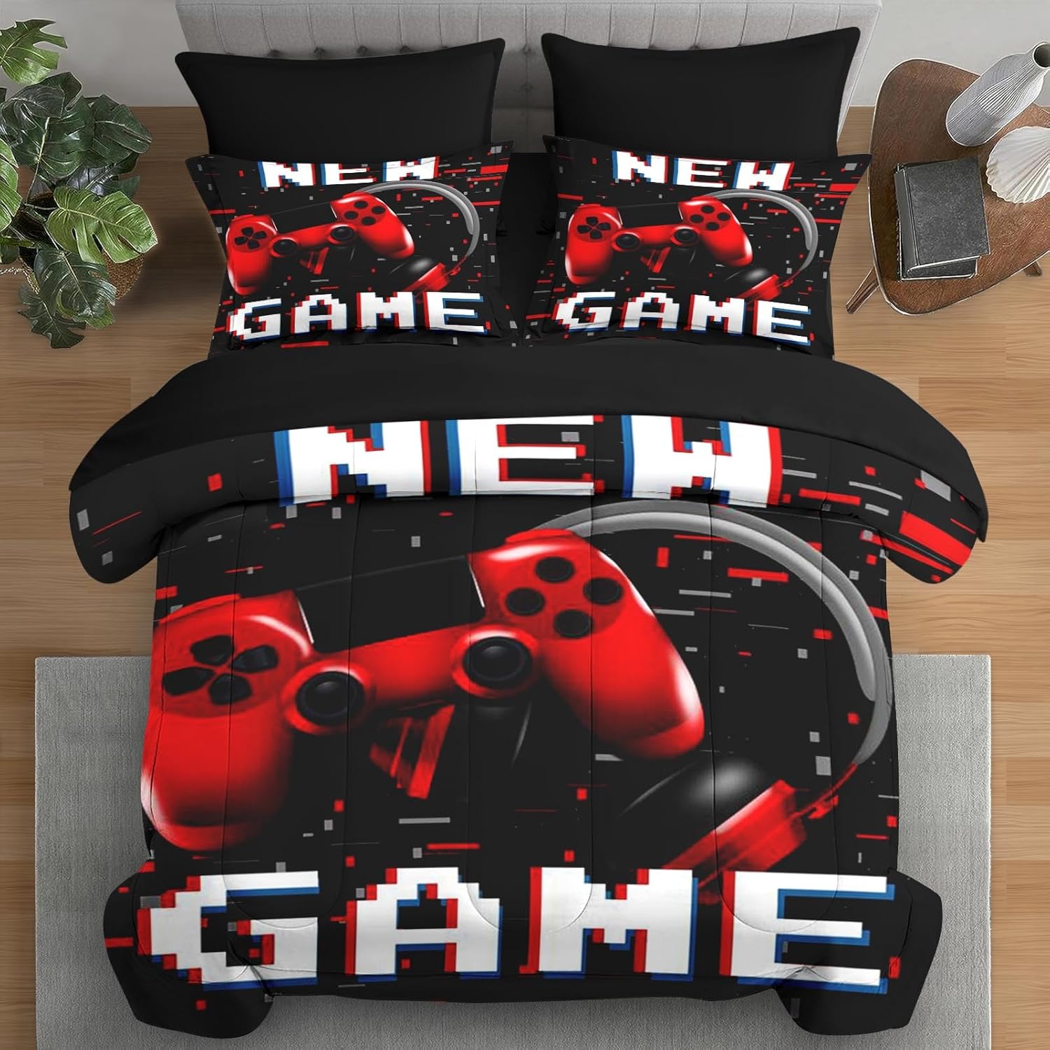 Pamnest 7 Pcs Comforter Set King Size, Vintage Green Leaf