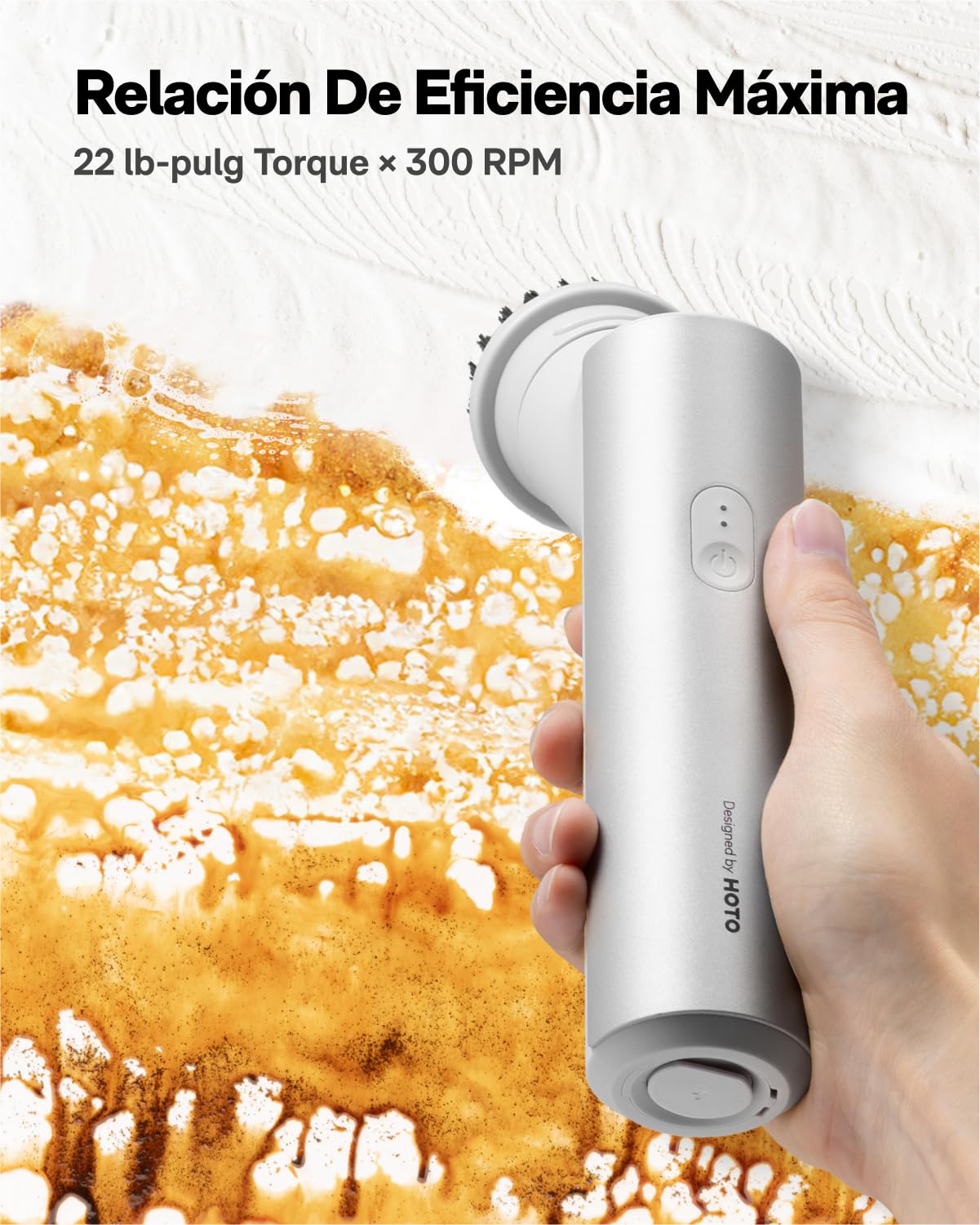 HOTO Limpiador giratorio eléctrico, IPX7, cepillo impermeable de cuerpo completo, limpiador inalámbrico de baño con 9 cabezales, hasta 22 pulgadas-libras