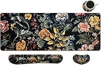 Vista 31 de MIBITRI Juego de alfombrillas para mouse y teclado, alfombrilla de mouse extendida para juegos + soporte ergonómico para reposamuñecas para teclado