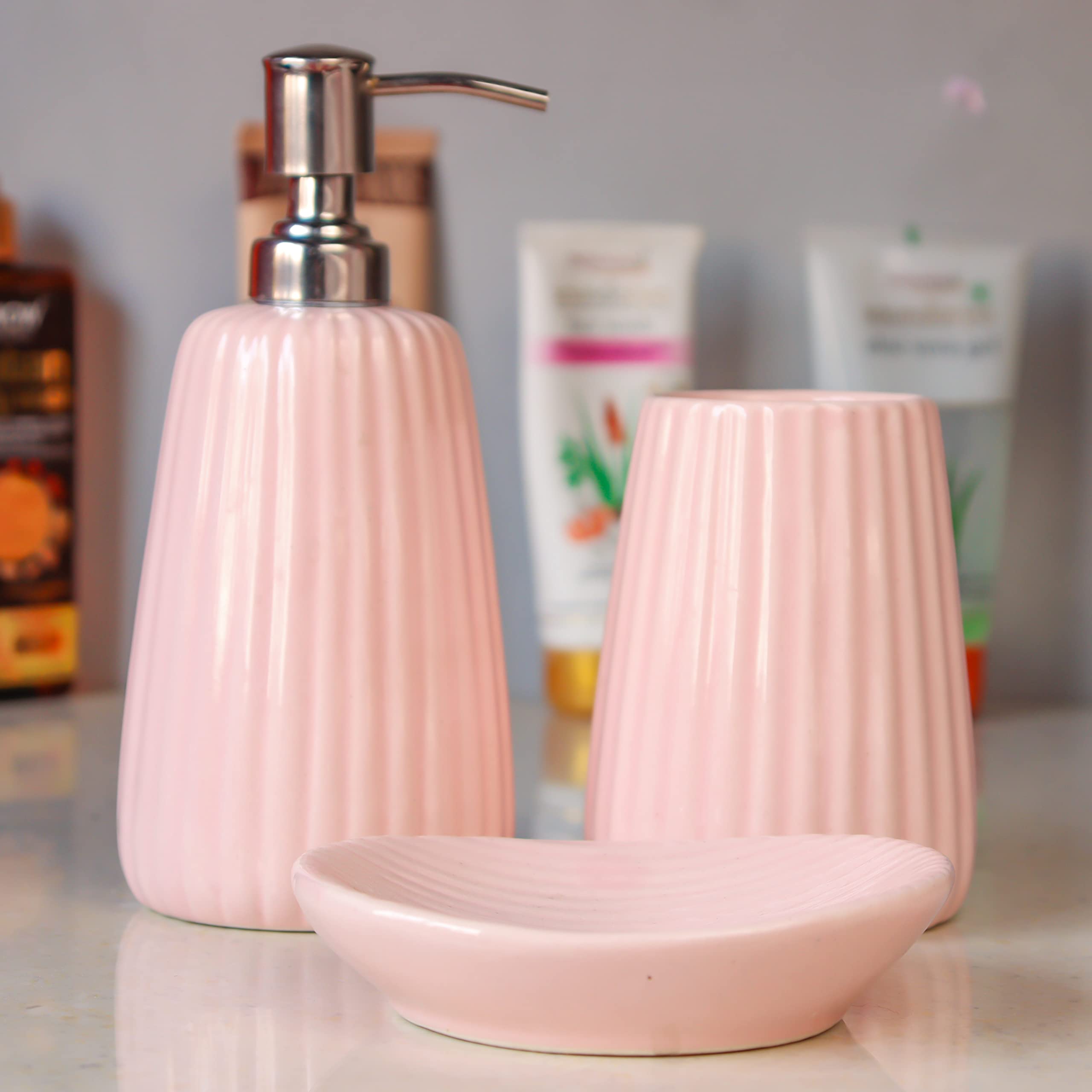 See full amazon price history chart for Kaolinite Ceramic Bathroom Accessories Set for Utility and Bathroom Decor | Liquid Soap Dispenser, soap Tray, Toothbrush Holder Musk Melon Pink Pink Kaolinite Ceramic Bathroom Accessories Set for Utility and Bathroom Decor | Liquid Soap Dispenser, soap Tray, Toothbrush Holder Musk Melon Pink Pink (B0B3RVFP54) Amazon Price History, Amazon Price Tracker
