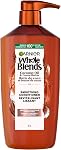 Shampoing Garnier Whole Blends Smoothing pour cheveux frisés, avec huile de noix de coco et extrait de beurre de cacao, sans paraben, 828 ml