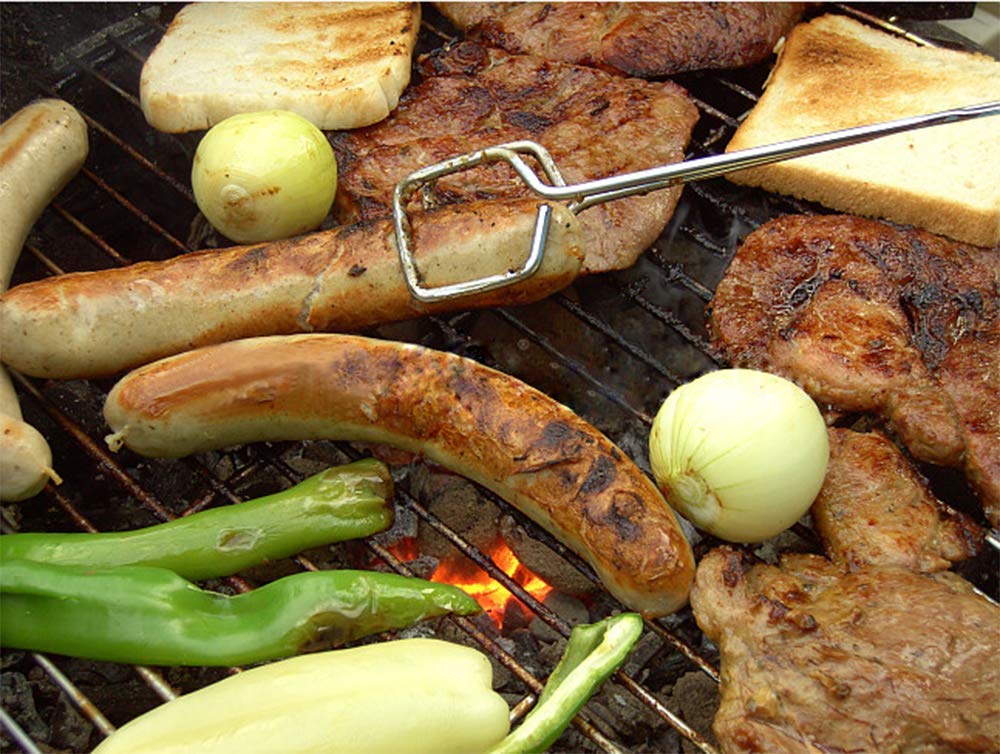 Pinzas de cocina Hiash de acero inoxidable, pinzas de tijera extralargas de 40,6 cm con mango cómodo para parrilla, juego de 3
