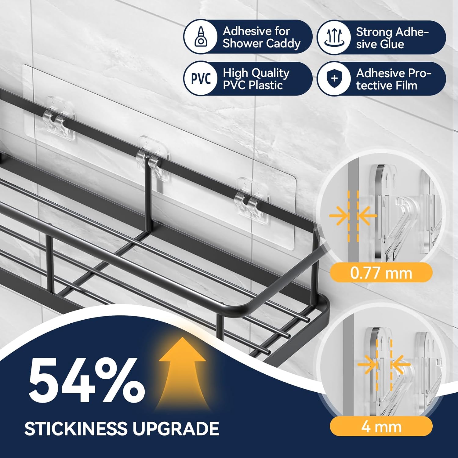 YASONIC Under Sink/Cabinet Organizers and Storage for Bathroom & Kitchen and 9-Pack Shower Caddy Adhesive Replacement