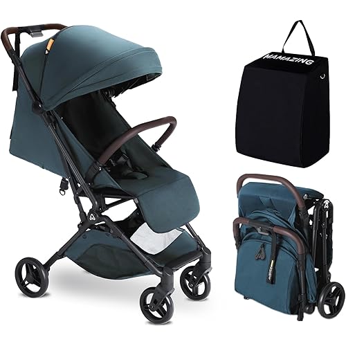 Lightweight Baby Travel Stroller with Carbon Fiber Frame, Compact & Airplane-Friendly, One-Handed Folding Design, 11.6 lbs, Perfect for Toddlers, Blue