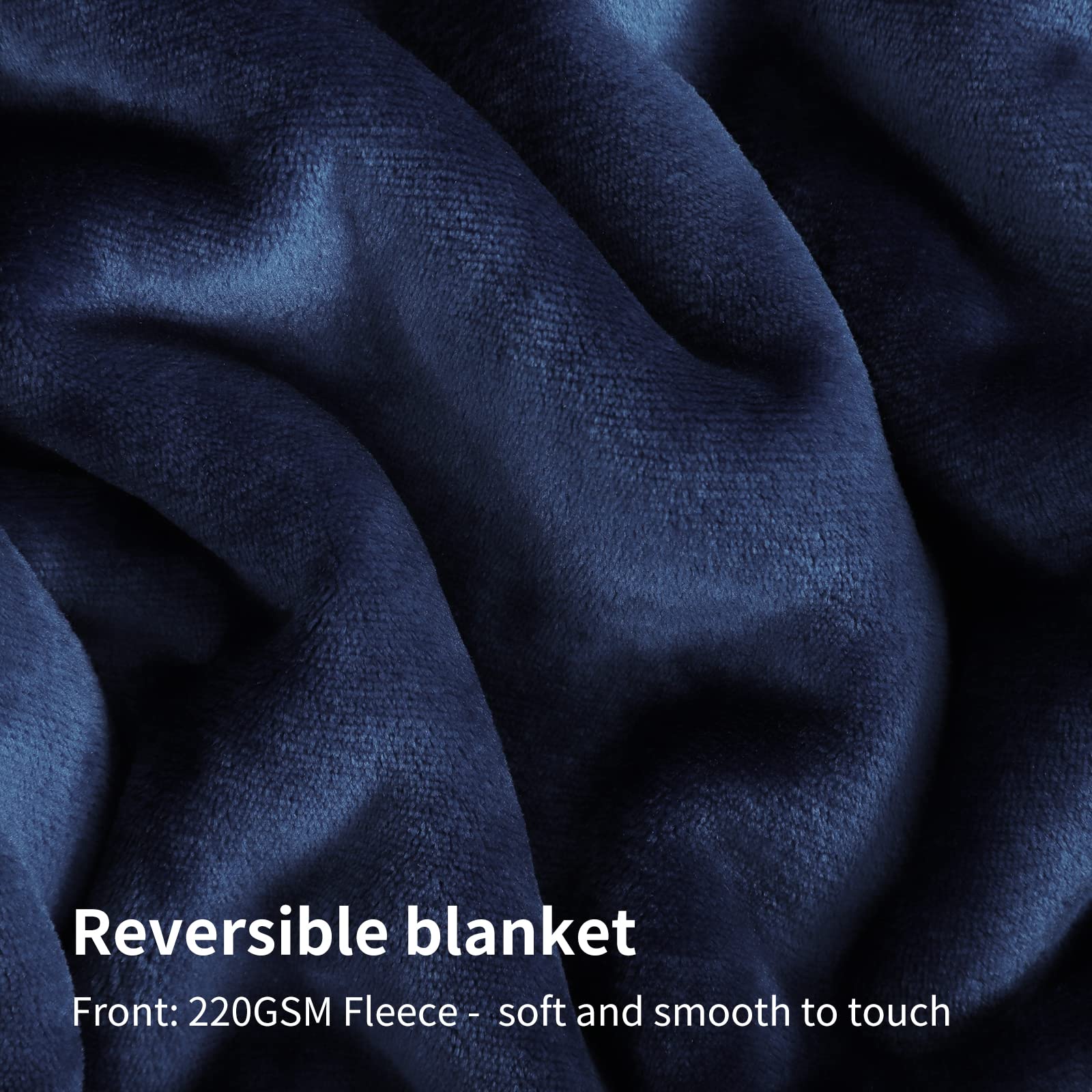 Aisbo Plaid Coperta Pile Matrimoniale - Coperta Calda Invernale per Divano e Grande Letto Matrimoniale 220x240 cm Pile di Flanella e Sherpa Morbida Blu Navy, Sherpa Blanket for Sofa and Couch