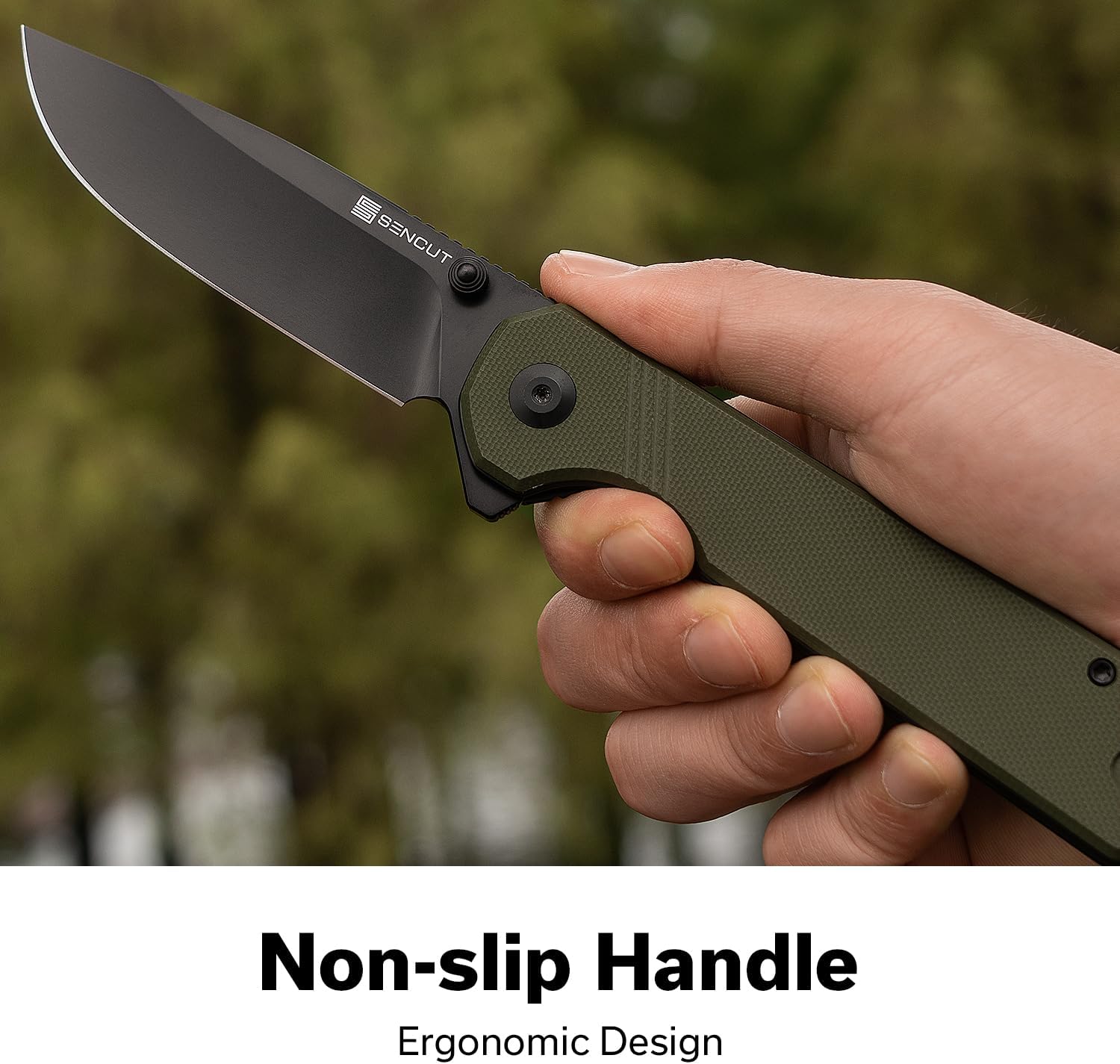 SENCUT Aetheris Pocket Knife, EDC Folding Knife with 3.68'' 9Cr18MoV Blade & G10 Handle, Reversible Clip for Camping Hiking S24095-2 (OD Green)