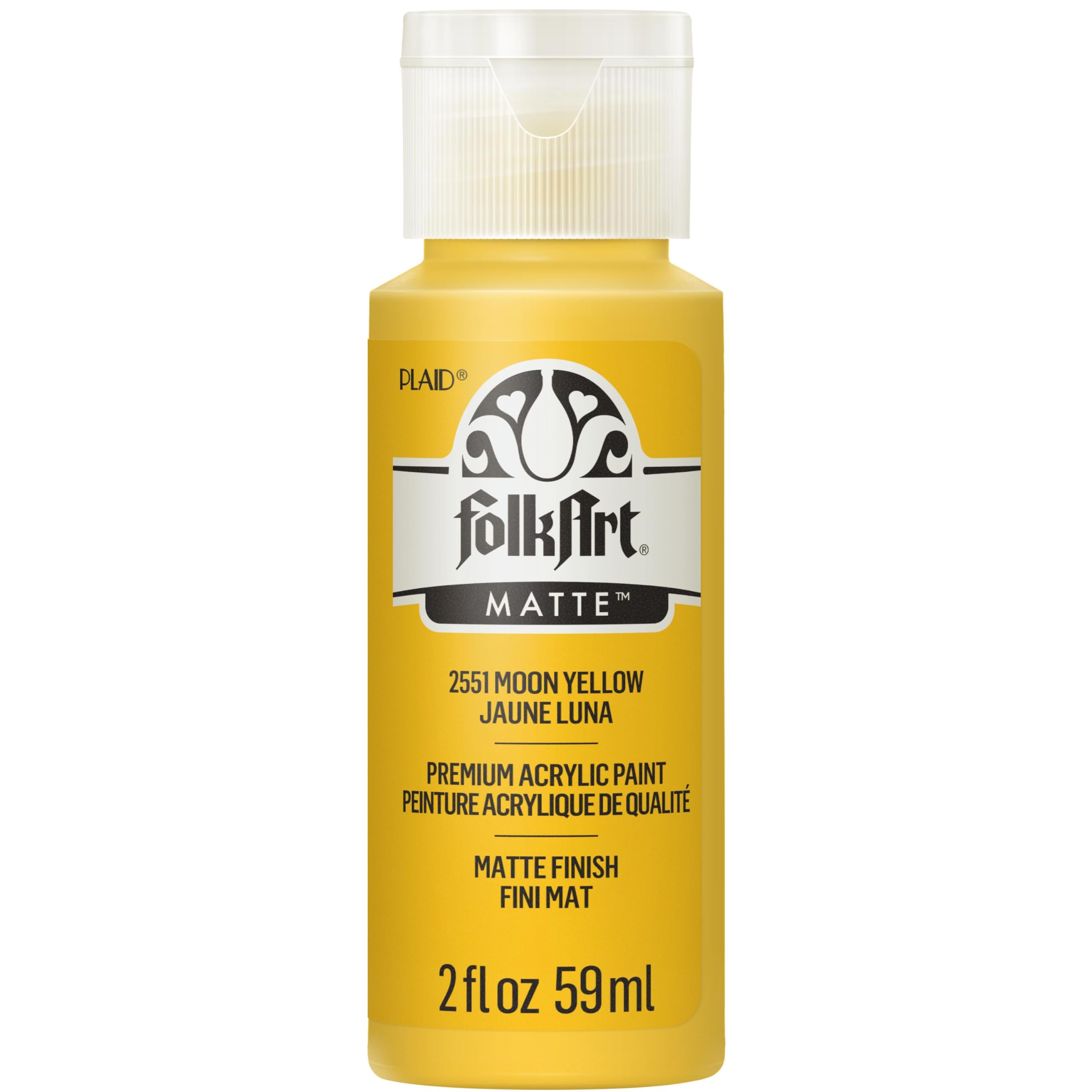 FolkArt Acrylic Paint in Assorted Colors (2 oz), 2551, Moon Yellow