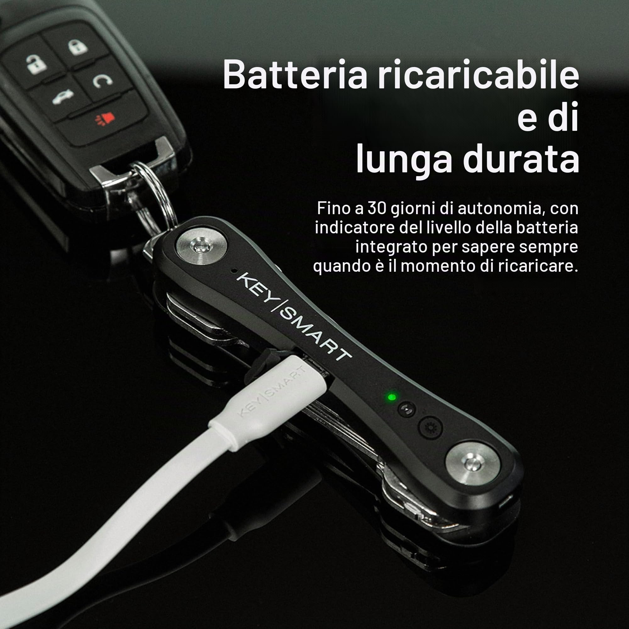 KeySmart iPro Localizzatore di Chiavi con Suono - Portachiavi Organizzatore di Chiavi, Compatibile con l’App Apple Find My, Portachiavi Compatto, Tracker per Chiavi(Fino a 14 Chiavi, Nero)