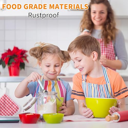 Miniatura 3 de Juego de cucharas medidoras de metal, utensilios de cocina de acero inoxidable prémium para ingredientes secos y líquidos, cucharaditas de anidación