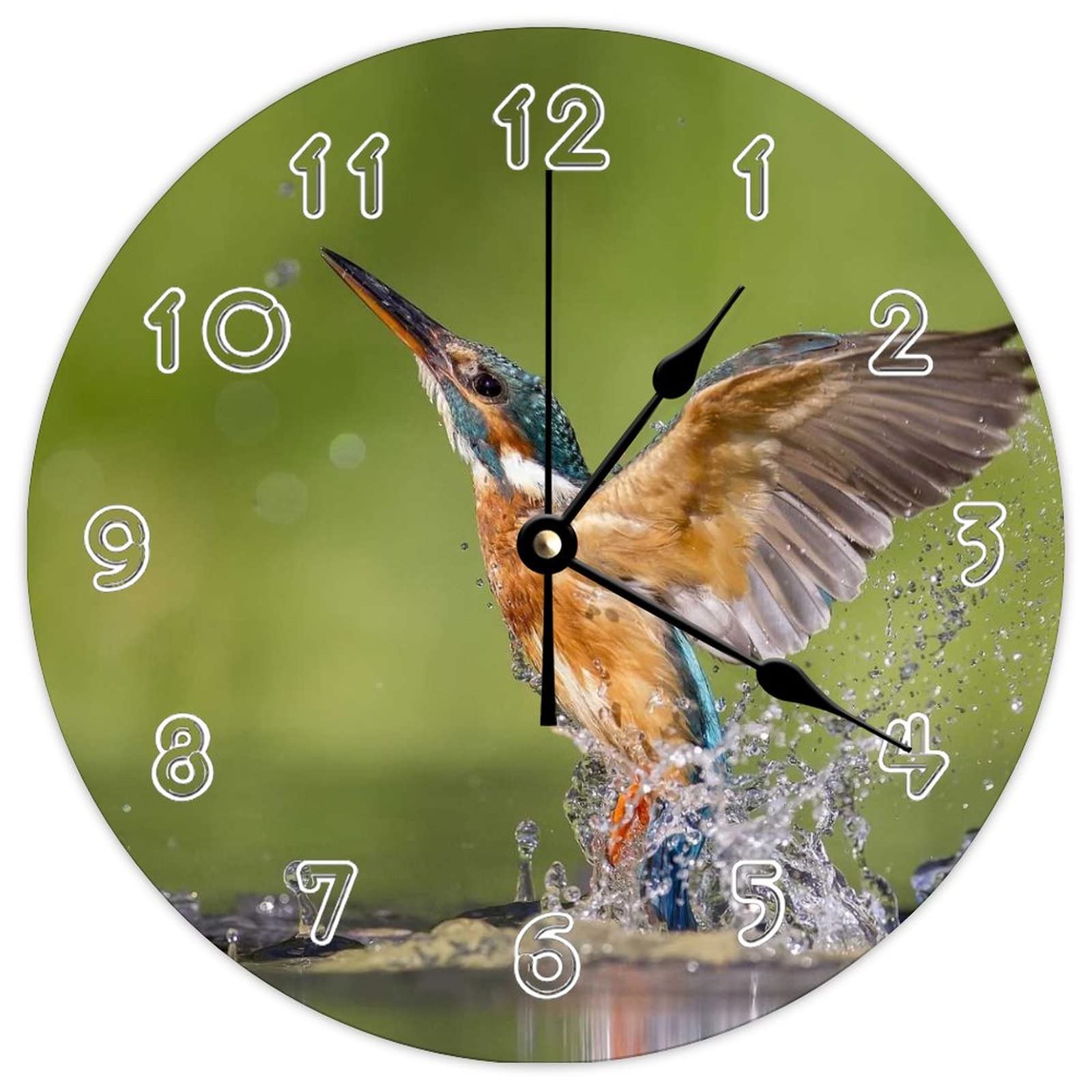 Horloge murale martin-pêcheur 25 cm pendule ronde et silencieuse