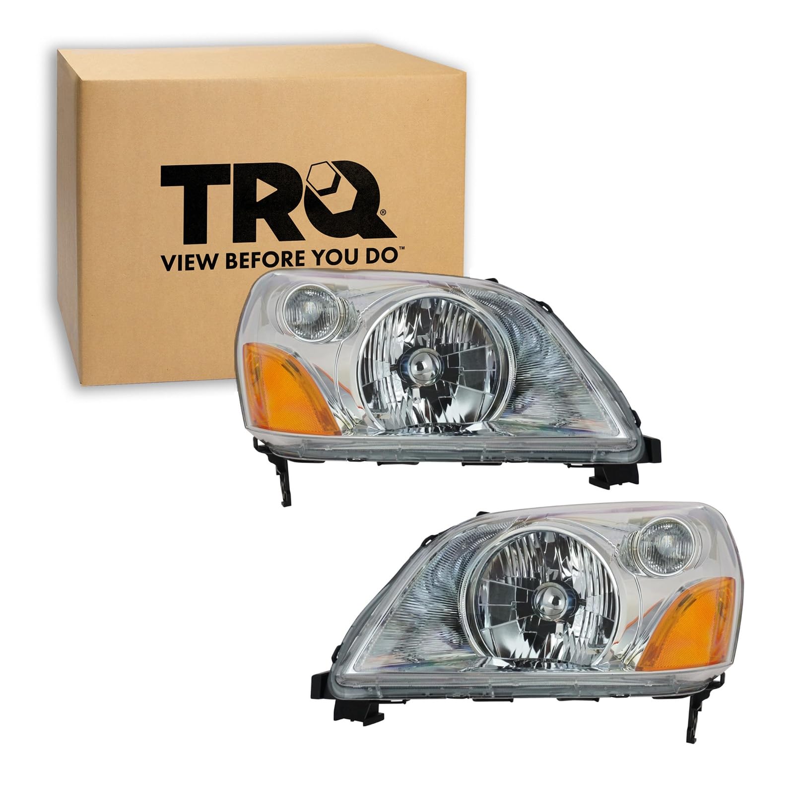 TRQ 2 Piece Headlight Assembly Set Driver &amp; Passenger Side Compatible with 2003-2005 Honda Pilot HO2518105 HO2519105