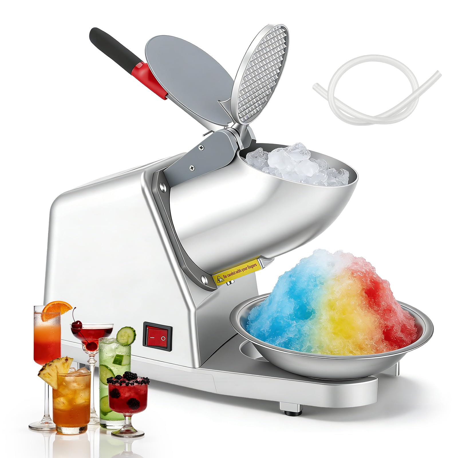 Normodic 380W Electric Ice Crusher Machine, 85kg/h Dual-Blade Ice Shaver for Home & Commercial