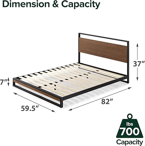 Miniatura 3 de ZINUS Suzanne - Base de cama de plataforma de metal y madera de 37 pulgadas, construcción de madera maciza y acero, no necesita somier, soporte de