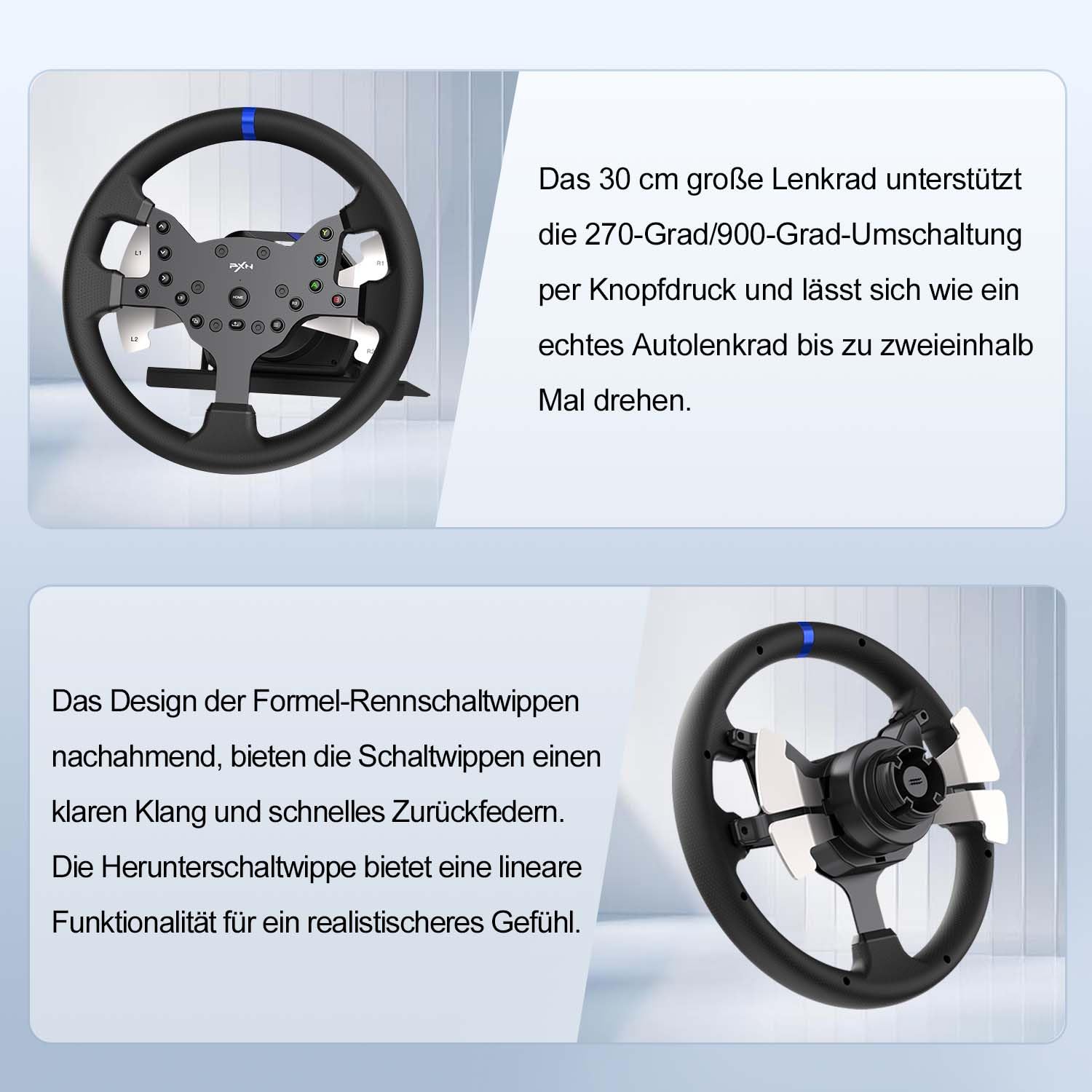 PXN V99 Gaming-Lenkrad Force Feedback 3,2 Nm für PC Xbox One Xbox Series X/S PS4 mit Pedalen Schaltung Hall-Effekt Formel-Racing