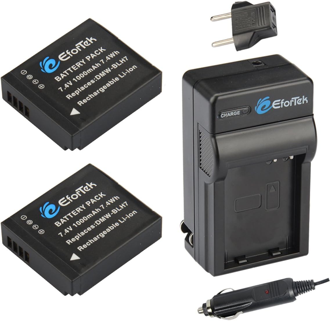 DMW-BLH7 Replacement Battery (2-Pack) and Charger Kit for Panasonic DMW-BLH7, DMW-BLH7E, DMW-BLH7PP and Panasonic Lumix DMC-GM1,DMC-GM1K,DMC-GM1KS,DMC-GM5