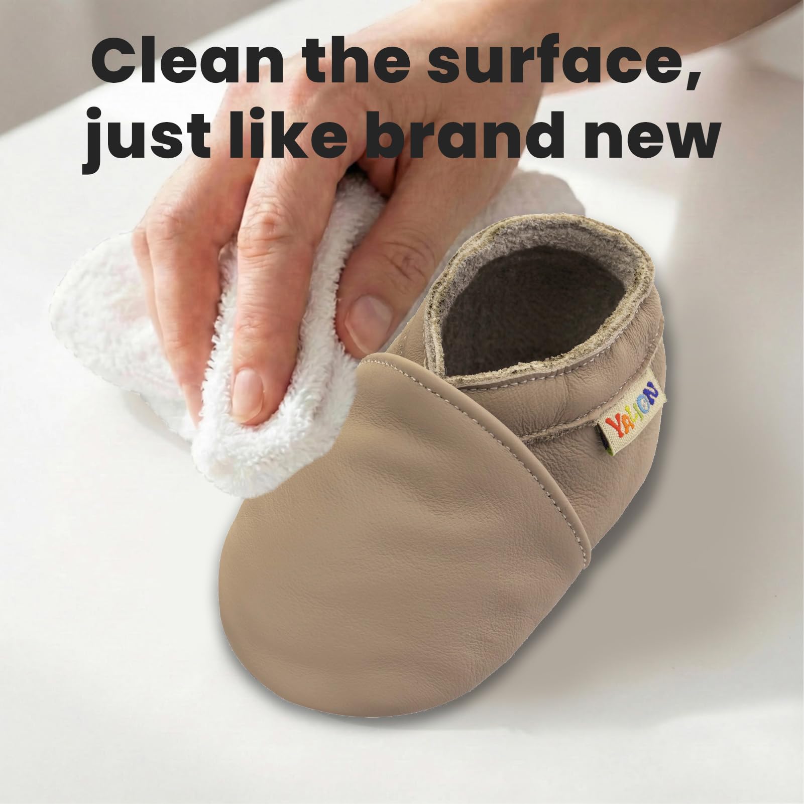 YALION Baby Shoes Soft Sole First Walking Crib Shoes, Slip-on Baby Boys Girls Slippers for Infant Toddlers, Non-Slip Leather Baby Moccasins — view 6
