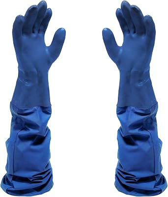 The Pond Guy Aqua GlovesChemical- & Puncture-Resistant Long-Length Waterproof Heavy Duty Reusable Pond Work Gloves, Latex-Free Hand & Arm Protection