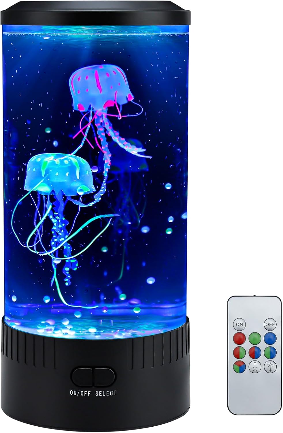 Jellyfish Lamp LED Mood Night Light with 7 Color Changing, Remote Control Large Jellyfish Aquarium Tank Night Light to Decorate Home Office, Gifts for Kids Teens Adults, 5.12" Dia x 11.42" H