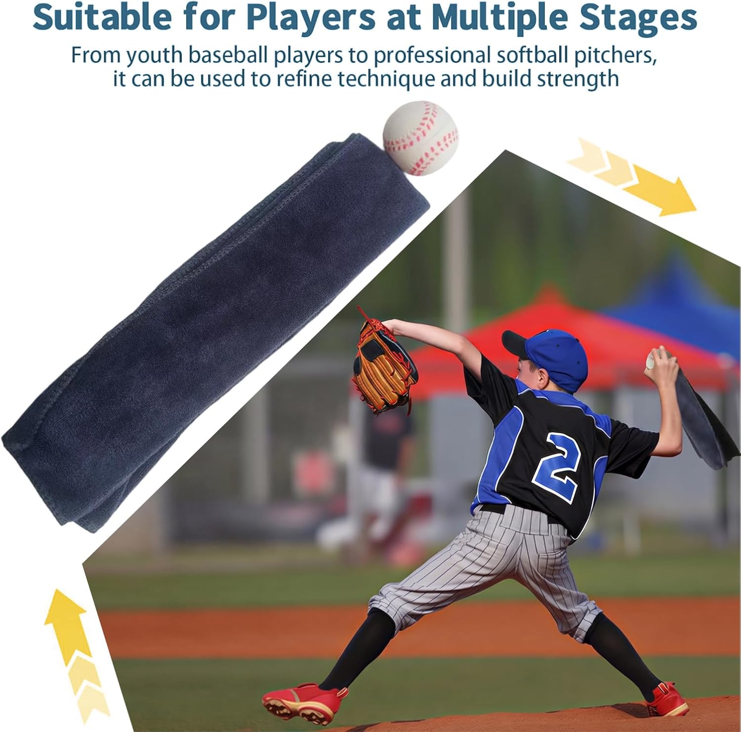 1Pcs Baseball Pitching Trainer Portable Versatile Training Towel for Fastball Curveball Precision and Power Capable of Consistent Form Performance Improvement Baseball&Softball Trainer Power