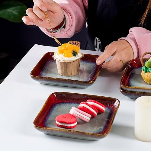 Miniatura 7 de HENXFEN LEAD Paquete: platos de postre pequeños de 6.3 pulgadas y platos llanos grandes de 11 pulgadas