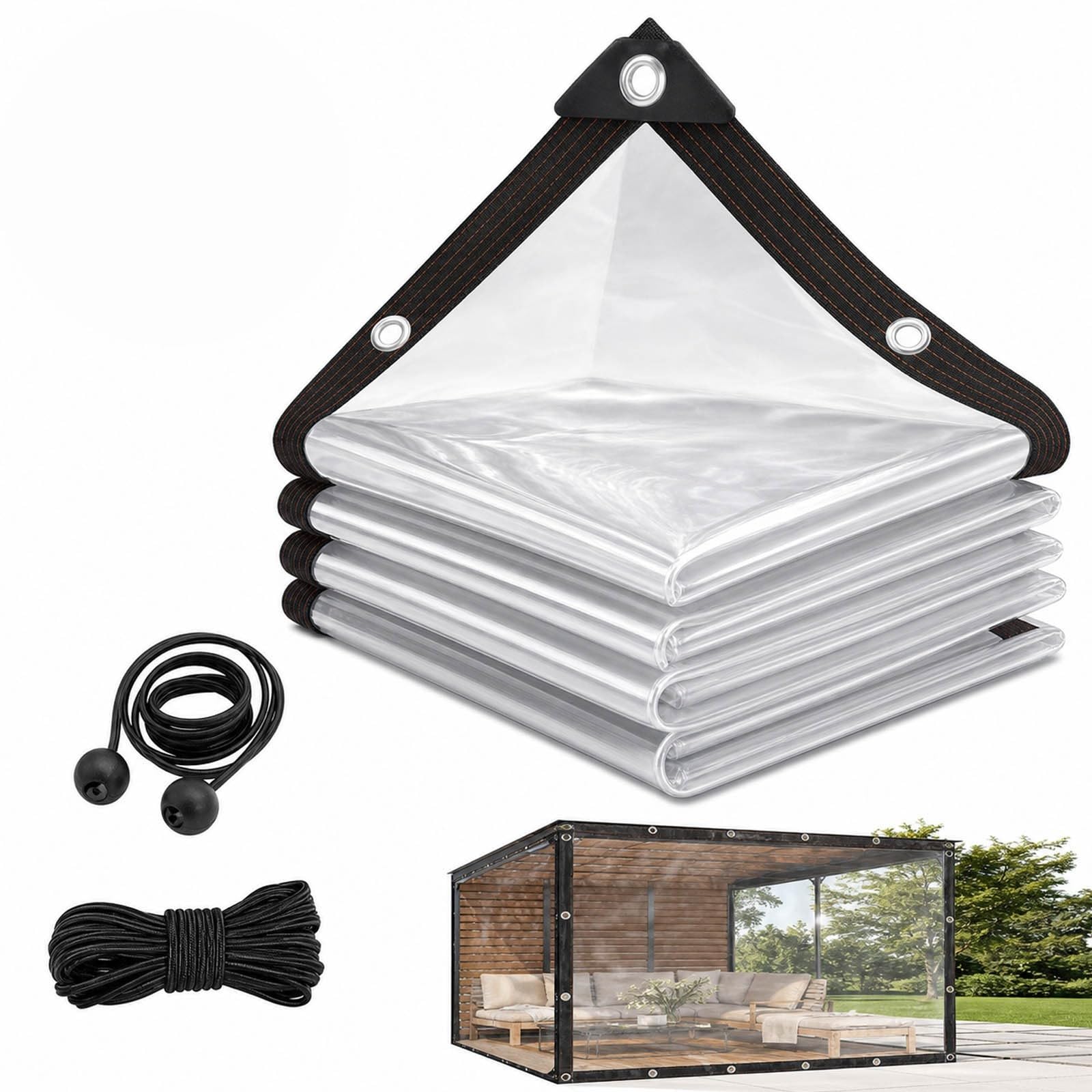 Generico Telo Impermeabile Esterno Trasparente con Occhielli, in PVC 2x3.0m