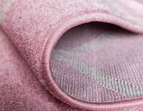 Miniatura 6 de Unique Loom - Alfombra redondeada de la colección Trellis Frieze (8 x 11 pies, color rosa claromarfil)