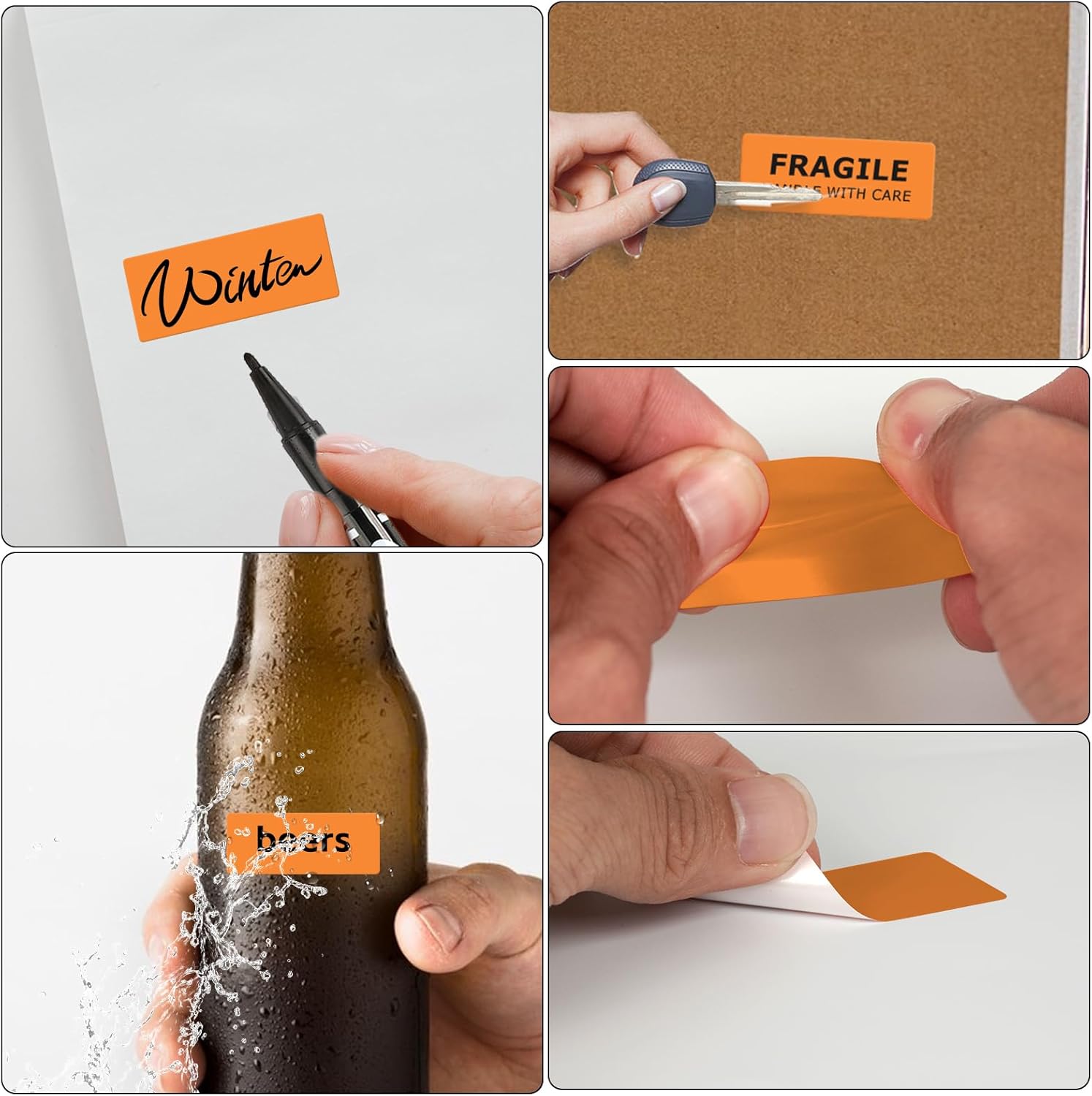 Orange Thermal Labels 1 × 2 Inch Vinyl Rectangular Waterproof Direct Printer Sticker Self-Adhesive Perforated Name Tag for Logo DIY QR Design Office Address 500 PCS - Image 6