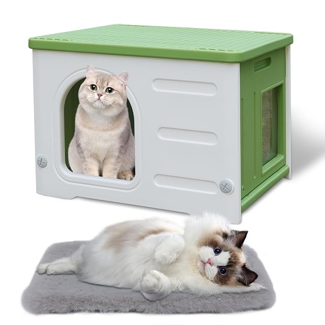 Casa para gatos de plástico para uso interior y exterior, refugio para gatos salvajes, casa para gatos