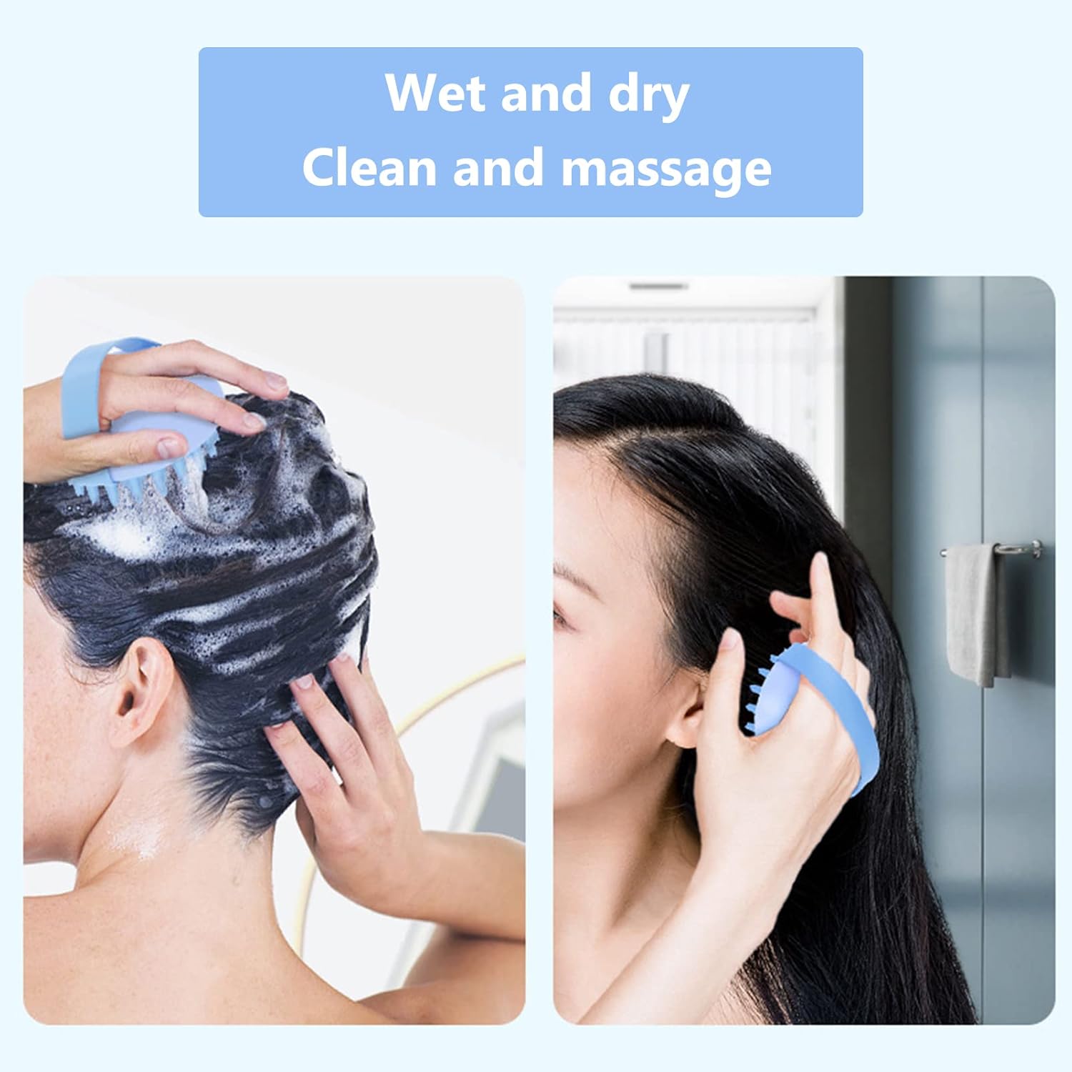 2 Pcs of detachable handheld ABS scalp massage brush, silicone shampoo brush and head massager(pink blue) : Beauty & Personal Care
