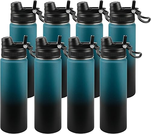 Miniatura 25 de Botella de agua aislada de 22 onzas, tapa 2 en 1 a prueba de fugas (sorbo/pajilla) + asa, botella de acero inoxidable para deportes, viajes, trabajo